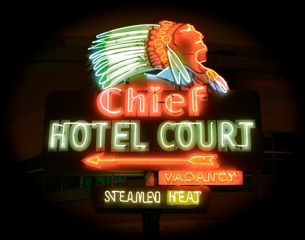 Chief Hotel Court Neon Sign - Photo by: Las Vegas360.com
