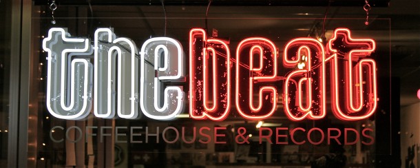 The Beat Coffeehouse & Records neon sign