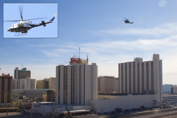 Scanning Helicopter scans Las Vegas