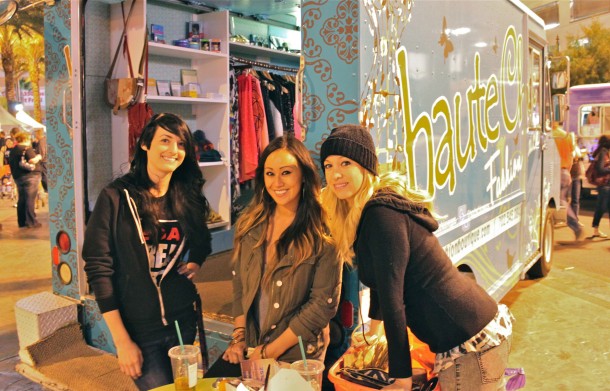 Girls in front of food truck