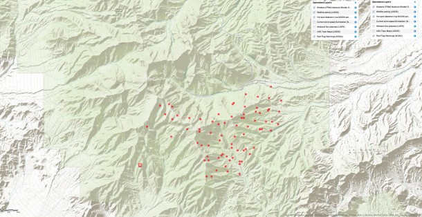 Hot Spot Map Carpenter Fire 1- Mt Charleston July 6, 2013 10:15 pm PST - Click to view Large Map