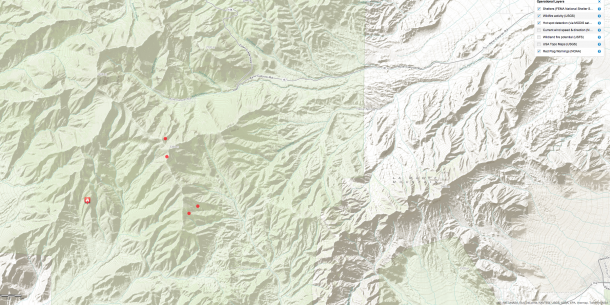 Hot Spot Map Carpenter Fire 1- Mt Charleston July 7, 2013 9:00 pm PST - Click to view Large Map