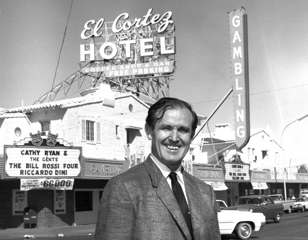 Jackie Gaughan in front of his El Cortez Hotel/Casino 1965