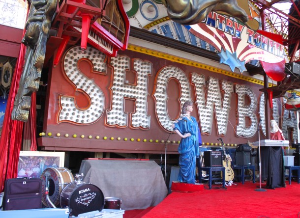 The Showboat Sign now located in Lonnie Hammargren's Back Yard